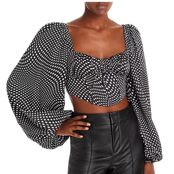 For Love And Lemons Kat Polka Dot Blouse Corset- Small - Picture 2 of 6